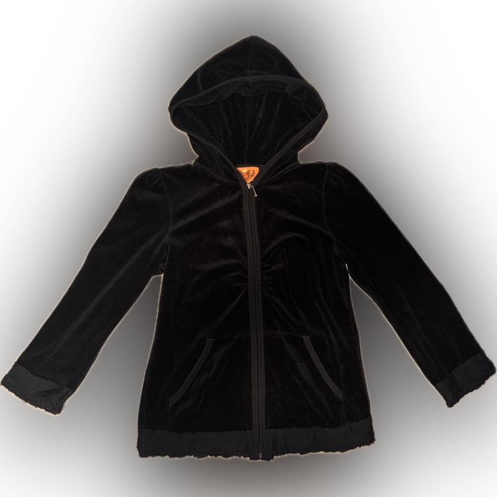 Juicy Couture Black Velour Quarter Sleeve Zip-Up
